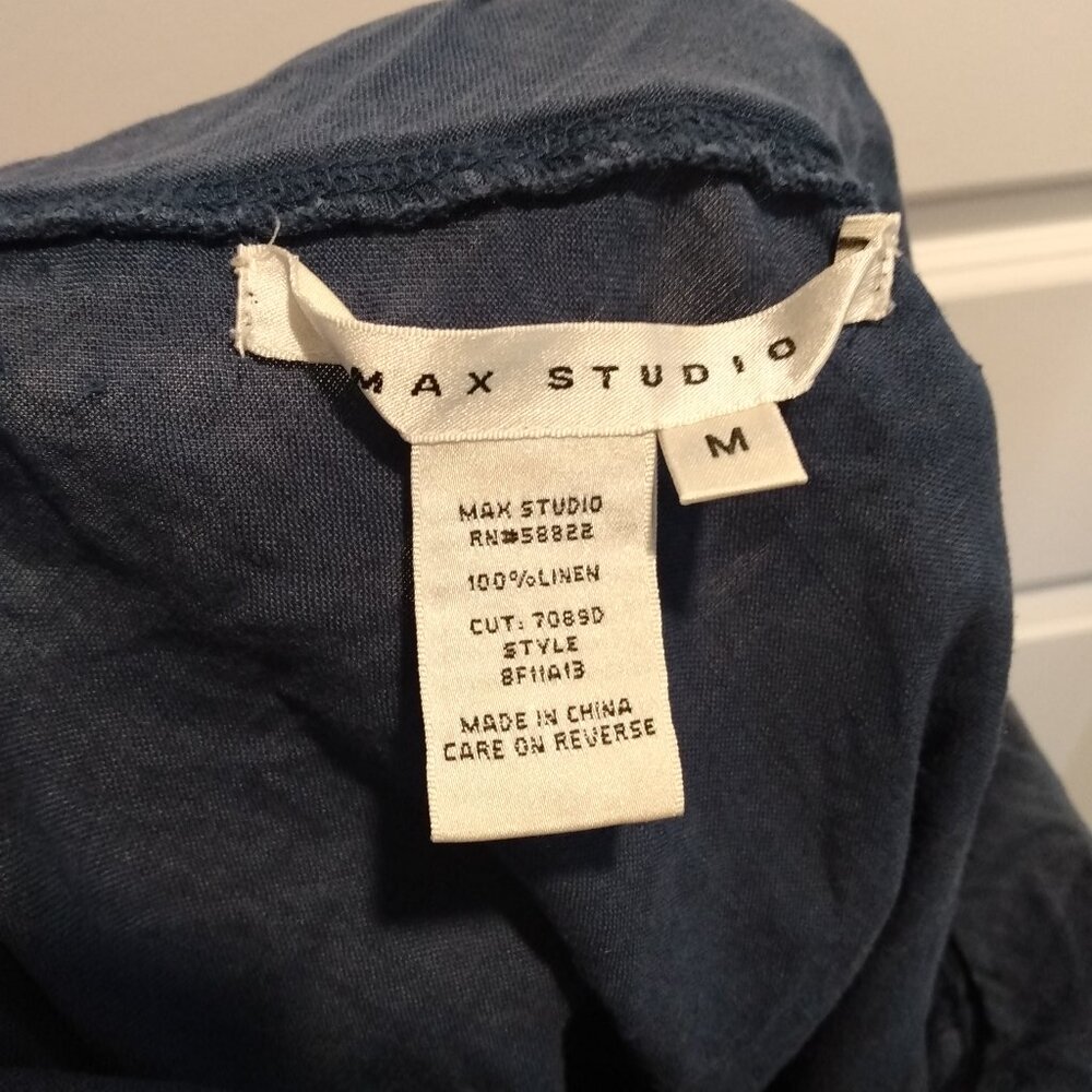Blue Linen Drawstring Maxi Skirt - Picture 4 of 4